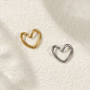 Picture of 5 PCs Eco-friendly PVD Vacuum Plating 304 Stainless Steel Valentine's Day Charms Multicolor Enamel Heart Hollow 17mm x 15mm