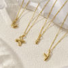 Imagen de 18K Oro Real Chapado Cadenas de Curb Letra Mayúscula Collar con Colgante, Latón 45cm + 5cm, Para Mujeres, Mensaje " A-Z " Exquisito Regalo, Respetuoso del Medio Ambiente, 1 Unidad