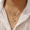 Imagen de 18K Oro Real Chapado Cadenas de Curb Letra Mayúscula Collar con Colgante, Latón 45cm + 5cm, Para Mujeres, Mensaje " A-Z " Exquisito Regalo, Respetuoso del Medio Ambiente, 1 Unidad