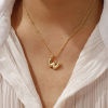 Imagen de 18K Oro Real Chapado Cadenas de Curb Letra Mayúscula Collar con Colgante, Latón 45cm + 5cm, Para Mujeres, Mensaje " A-Z " Exquisito Regalo, Respetuoso del Medio Ambiente, 1 Unidad