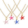 Imagen de 18K Oro Real Chapado Cadena de Cable Cruz Estrella de mar Collar con Colgante, 304 Acero Inoxidable 45cm + 5cm, Para Mujeres, Mancomunidad Esmalte Exquisito Joyería del océano Regalo, Recubrimiento al Vacío PVD Ecológico, 1 Unidad
