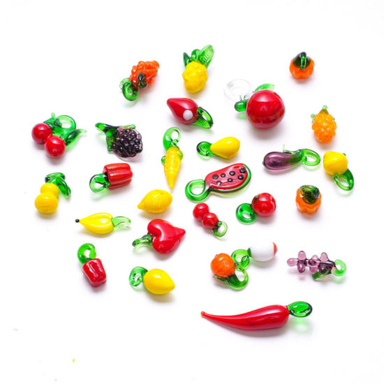 Imagen de 5 PCs Lampwork Glass Charms Multicolor Fruit