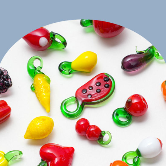 Imagen de 5 PCs Lampwork Glass Charms Multicolor Fruit