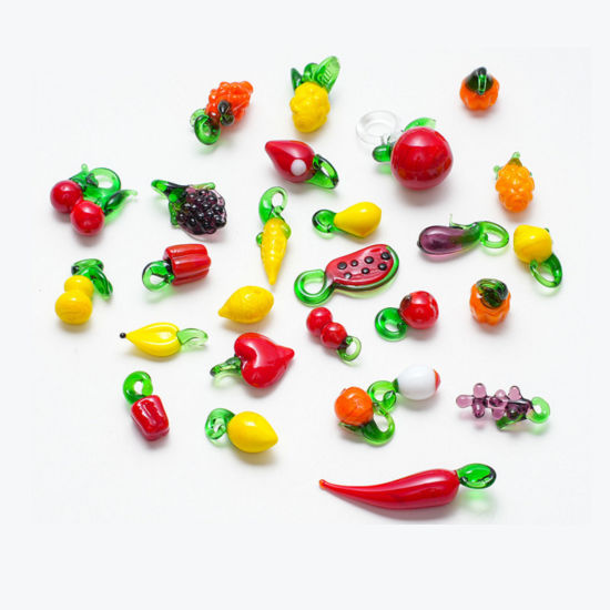 Imagen de 5 PCs Lampwork Glass Charms Multicolor Fruit