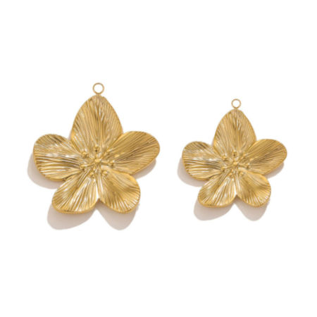 5 PCs Eco-friendly PVD Vacuum Plating 304 Stainless Steel Retro Pendants Flower