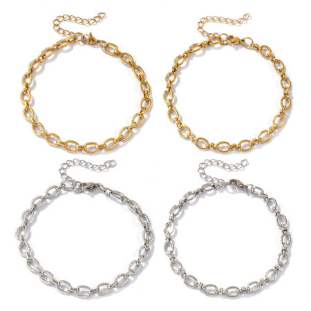 Eco-friendly PVD Vacuum Plating Stylish Multicolor 304 Stainless Steel Link Cable Chain Anklet Unisex 22cm(8.7") long