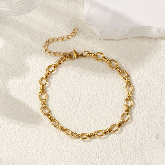 Изображение 1 ШТ Экологичное вакуумное PVD-покрытие Стильный Разноцветный 304 Нержавеющая Сталь Кабельные Цепи Ножные Браслеты унисекс 22см длина