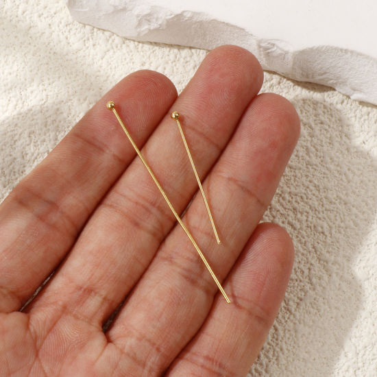 Picture of Eco-friendly PVD Vacuum Plating 304 Stainless Steel Ball Head Pins 18K Gold Plated