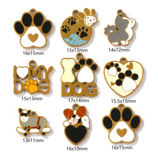 Picture of Eco-friendly PVD Vacuum Plating 304 Stainless Steel Pet Memorial Charms 18K Gold Plated Enamel