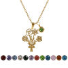 Picture of 18K Real Gold Plated Link Cable Chain Flower Pendant Charm Necklace, 304 Stainless Steel 45cm(17.7") + 5cm(2"), For Women, Dainty Birthstone Gift, Eco-friendly PVD Vacuum Plating