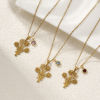 Picture of 18K Real Gold Plated Link Cable Chain Flower Pendant Charm Necklace, 304 Stainless Steel 45cm(17.7") + 5cm(2"), For Women, Dainty Birthstone Gift, Eco-friendly PVD Vacuum Plating