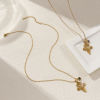 Picture of 18K Real Gold Plated Link Cable Chain Flower Pendant Charm Necklace, 304 Stainless Steel 45cm(17.7") + 5cm(2"), For Women, Dainty Birthstone Gift, Eco-friendly PVD Vacuum Plating