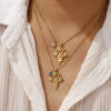Picture of 18K Real Gold Plated Link Cable Chain Flower Pendant Charm Necklace, 304 Stainless Steel 45cm(17.7") + 5cm(2"), For Women, Dainty Birthstone Gift, Eco-friendly PVD Vacuum Plating