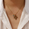 Picture of 18K Real Gold Plated Link Cable Chain Flower Pendant Charm Necklace, 304 Stainless Steel 45cm(17.7") + 5cm(2"), For Women, Dainty Birthstone Gift, Eco-friendly PVD Vacuum Plating