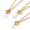 Imagen de 18K Real Gold Plated Paperclip Link Chain Pendant Charm Necklace, 304 Stainless Steel 45cm(17.7"), For Women, White Acrylic Imitation Pearl, Exquisite Gift, Eco-friendly PVD Vacuum Plating, 1 Piece