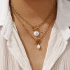 Imagen de 18K Real Gold Plated Paperclip Link Chain Pendant Charm Necklace, 304 Stainless Steel 45cm(17.7"), For Women, White Acrylic Imitation Pearl, Exquisite Gift, Eco-friendly PVD Vacuum Plating, 1 Piece