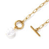Imagen de 18K Real Gold Plated Paperclip Link Chain Pendant Charm Necklace, 304 Stainless Steel 45cm(17.7"), For Women, White Acrylic Imitation Pearl, Exquisite Gift, Eco-friendly PVD Vacuum Plating, 1 Piece