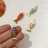 Picture of Eco-friendly Brass Ocean Jewelry Charms 18K Real Gold Plated Enamel Fish Animal 3D Movable Clear Cubic Zirconia 28mm x 9mm
