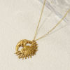 Picture of 2 PCs Eco-friendly PVD Vacuum Plating 304 Stainless Steel Galaxy Pendants Sun Moon Face 3.3cm x 2.8cm