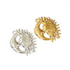 Picture of 2 PCs Eco-friendly PVD Vacuum Plating 304 Stainless Steel Galaxy Pendants Sun Moon Face 3.3cm x 2.8cm