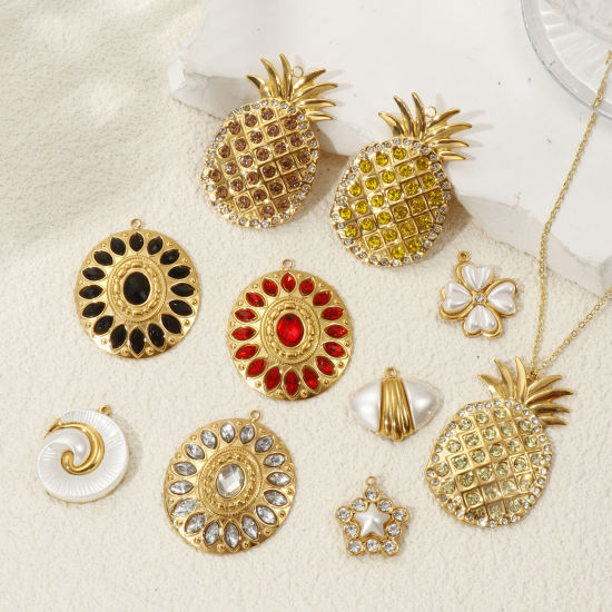 Picture of 1 Piece Eco-friendly PVD Vacuum Plating 304 Stainless Steel Pendants 18K Real Gold Plated