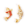 Imagen de 1 Piece Eco-friendly Brass Ocean Jewelry Charms 18K Real Gold Plated Fish Animal Clear Cubic Zirconia
