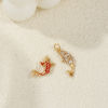 Imagen de 1 Piece Eco-friendly Brass Ocean Jewelry Charms 18K Real Gold Plated Fish Animal Clear Cubic Zirconia