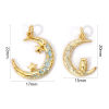 Picture of 2 PCs Eco-friendly Brass Galaxy Charms 18K Real Gold Plated Enamel Half Moon 22mm x 17mm