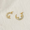 Picture of 2 PCs Eco-friendly Brass Galaxy Charms 18K Real Gold Plated Enamel Half Moon 22mm x 17mm
