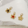 Imagen de 1 Piece Eco-friendly Brass & Gemstone Charms 18K Real Gold Plated Flower 16mm x 10mm