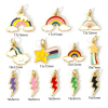 Picture of Eco-friendly Brass Charms 18K Real Gold Plated Enamel Rainbow Lightning