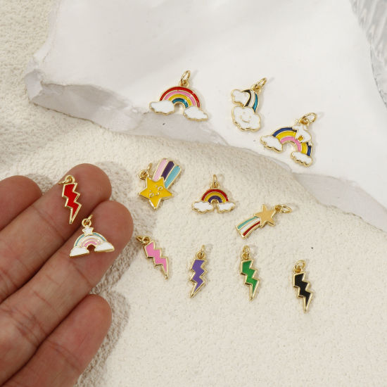 Picture of 2 PCs Eco-friendly Brass Charms 18K Real Gold Plated Enamel