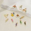 Picture of Eco-friendly Brass Charms 18K Real Gold Plated Enamel Rainbow Lightning