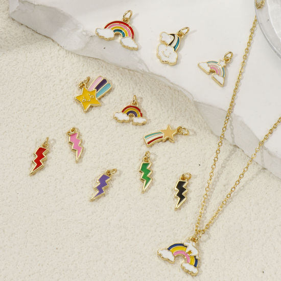 Picture of 2 PCs Eco-friendly Brass Charms 18K Real Gold Plated Enamel