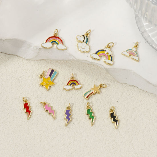 Picture of 2 PCs Eco-friendly Brass Charms 18K Real Gold Plated Enamel