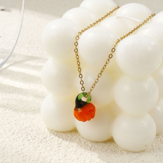 Изображение 18K настоящее золото с покрытием Кабельные Цепи Ожерелье с подвеской, 304 Нержавеющая Сталь И Полива 45см + 5см, Для женщин, Трехмерный, Изысканный подарок, Экологичное вакуумное PVD-покрытие, 1 ШТ