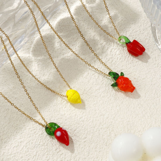 Изображение 18K настоящее золото с покрытием Кабельные Цепи Ожерелье с подвеской, 304 Нержавеющая Сталь И Полива 45см + 5см, Для женщин, Трехмерный, Изысканный подарок, Экологичное вакуумное PVD-покрытие, 1 ШТ