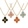 Imagen de 18K Real Gold Plated Box Chain Flower Pendant Charm Necklace, 304 Stainless Steel 45cm(17.7") + 5cm(2"), For Women, Enamel Sweet & Cute Gift, Eco-friendly PVD Vacuum Plating, 1 Piece