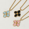 Imagen de 18K Real Gold Plated Box Chain Flower Pendant Charm Necklace, 304 Stainless Steel 45cm(17.7") + 5cm(2"), For Women, Enamel Sweet & Cute Gift, Eco-friendly PVD Vacuum Plating, 1 Piece