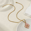 Imagen de 18K Real Gold Plated Box Chain Flower Pendant Charm Necklace, 304 Stainless Steel 45cm(17.7") + 5cm(2"), For Women, Enamel Sweet & Cute Gift, Eco-friendly PVD Vacuum Plating, 1 Piece