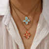 Imagen de 18K Real Gold Plated Box Chain Flower Pendant Charm Necklace, 304 Stainless Steel 45cm(17.7") + 5cm(2"), For Women, Enamel Sweet & Cute Gift, Eco-friendly PVD Vacuum Plating, 1 Piece