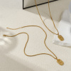 Imagen de 18K Real Gold Plated Box Chain Oval Pendant Charm Necklace, 304 Stainless Steel 45cm(17.7") + 5cm(2"), Unisex, Clear Cubic Zirconia Exquisite Gift, Eco-friendly PVD Vacuum Plating, 1 Piece