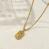 Imagen de 18K Real Gold Plated Box Chain Oval Pendant Charm Necklace, 304 Stainless Steel 45cm(17.7") + 5cm(2"), Unisex, Clear Cubic Zirconia Exquisite Gift, Eco-friendly PVD Vacuum Plating, 1 Piece