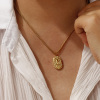Imagen de 18K Real Gold Plated Box Chain Oval Pendant Charm Necklace, 304 Stainless Steel 45cm(17.7") + 5cm(2"), Unisex, Clear Cubic Zirconia Exquisite Gift, Eco-friendly PVD Vacuum Plating, 1 Piece
