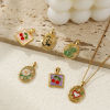 Picture of 2 PCs Brass Charms 18K Gold Plated Enamel