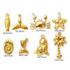 Imagen de 2 PCs Eco-friendly PVD Vacuum Plating 304 Stainless Steel Charms 18K Real Gold Plated