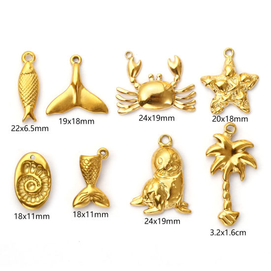 Изображение 2 ШТ Экологичное вакуумное PVD-покрытие 304 Нержавеющая Сталь Подвески 18K настоящее золото с покрытием