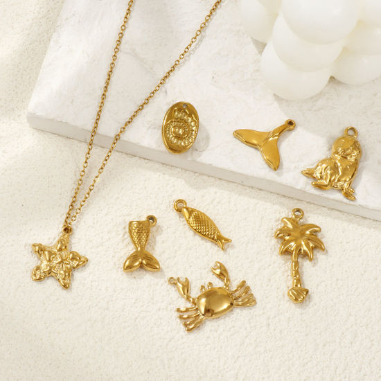 Изображение 2 ШТ Экологичное вакуумное PVD-покрытие 304 Нержавеющая Сталь Подвески 18K настоящее золото с покрытием