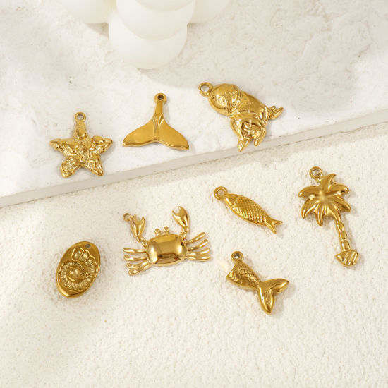 Изображение 2 ШТ Экологичное вакуумное PVD-покрытие 304 Нержавеющая Сталь Подвески 18K настоящее золото с покрытием