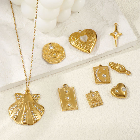 Picture of Eco-friendly PVD Vacuum Plating 304 Stainless Steel Charms 18K Real Gold Plated